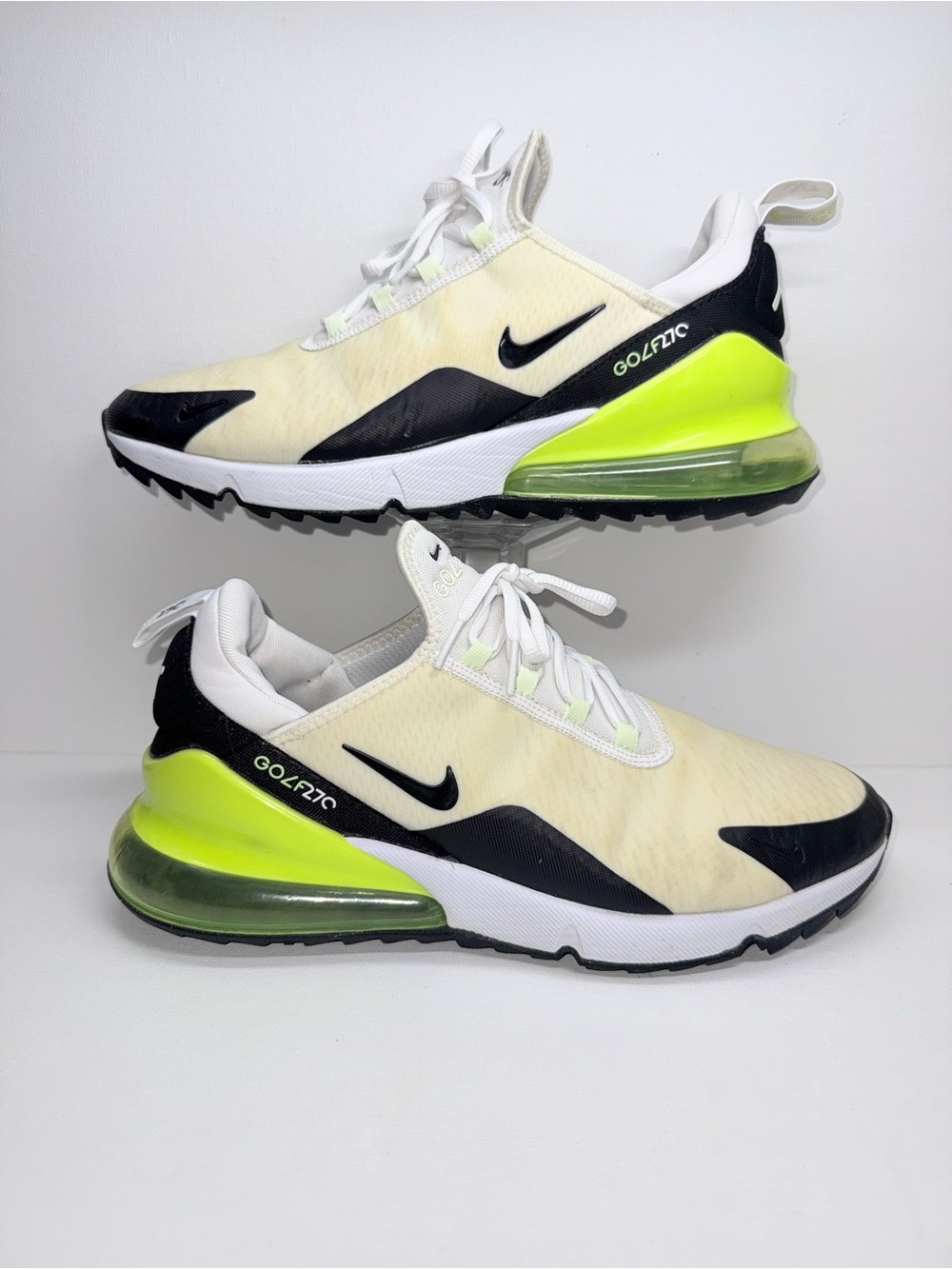 NIKE AIR MAX  270 Golf Shoes - White, Black & Neon Green